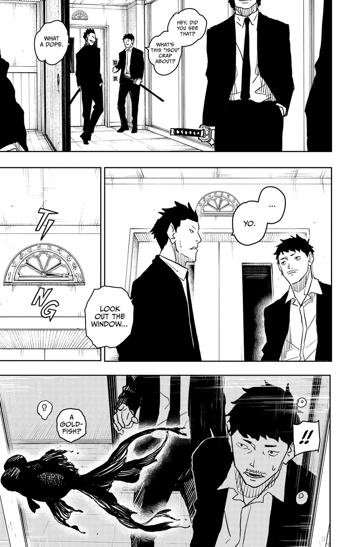 Kagurabachi Manga Chapter 19 page 18 - Knight of Darkness scene