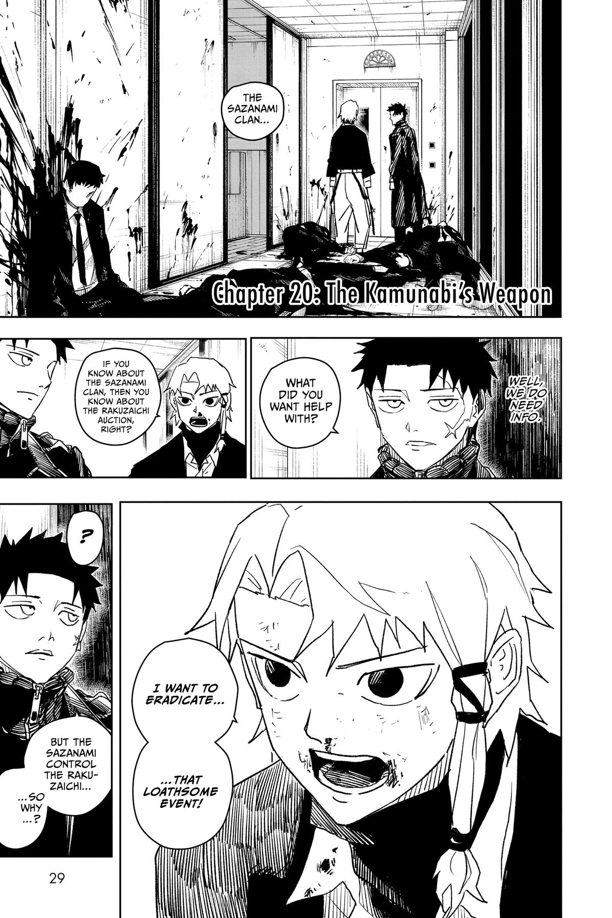 Kagurabachi Manga Chapter 20 page 1 - The Kamunabi's Weapon scene