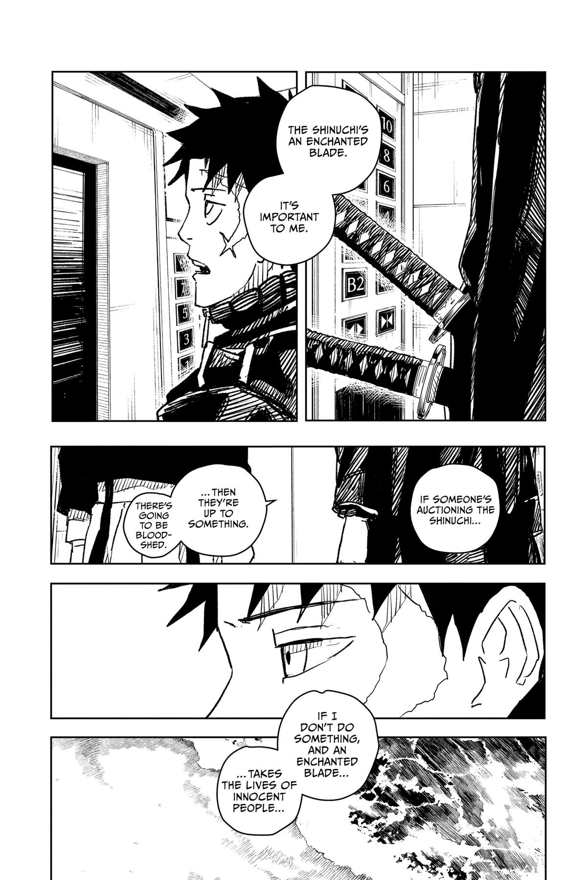 Kagurabachi Manga Chapter 20 page 6 - The Kamunabi's Weapon scene