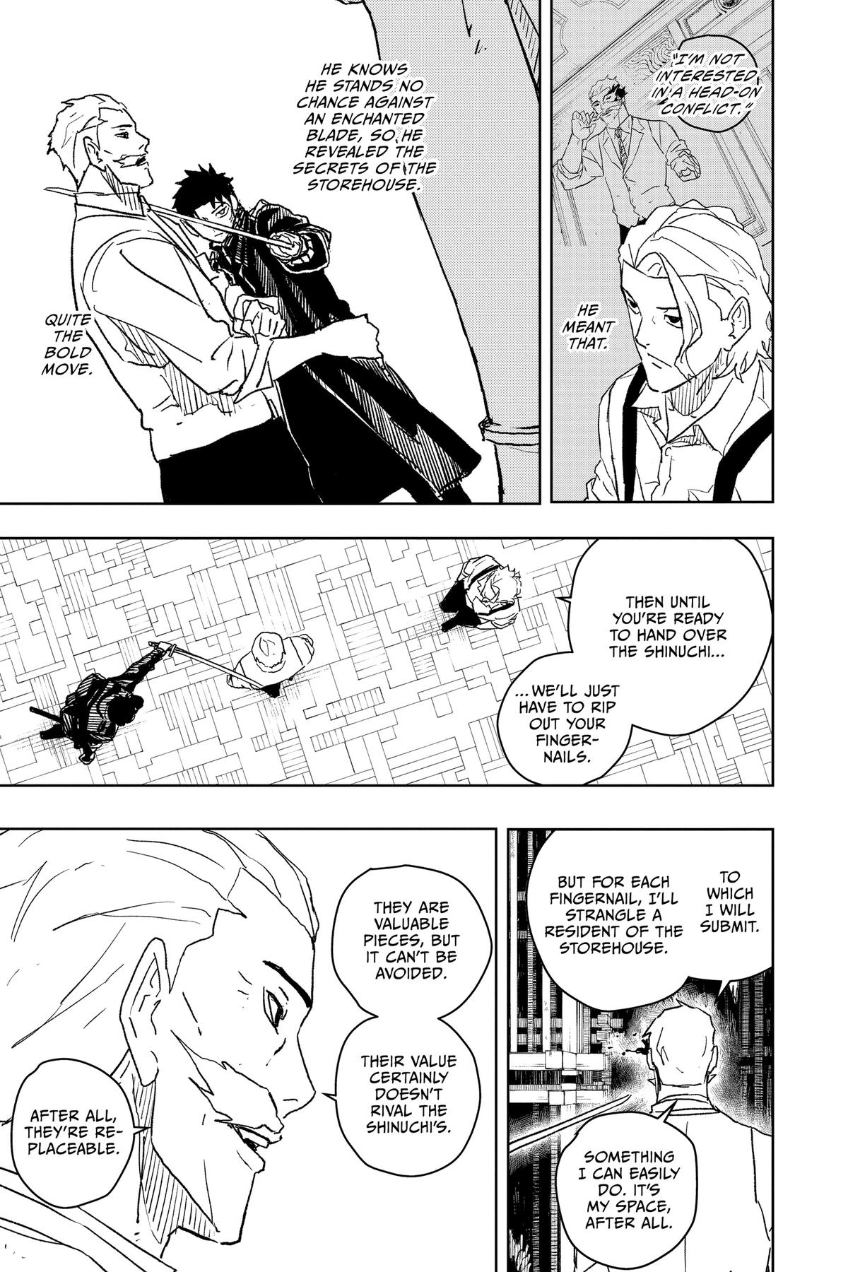 Kagurabachi Manga Chapter 23 page 14 - Storehouse scene