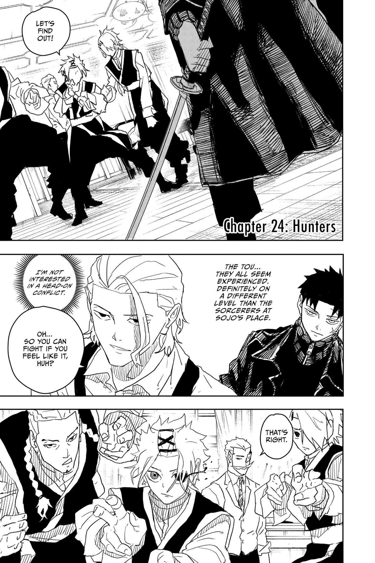 Kagurabachi Manga Chapter 24 page 1 - Hunters scene