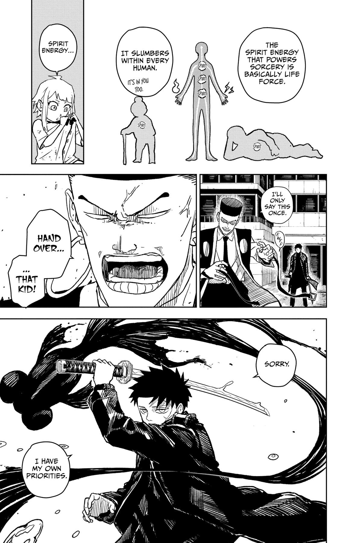 Kagurabachi Manga Chapter 4 page 5 - Sorcery and the Enchanted Blade scene