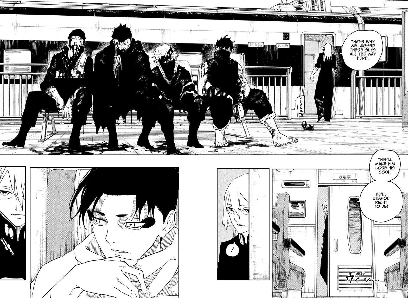 Kagurabachi Manga Chapter 48 page 17 - The Kokugoku Steam Squad scene