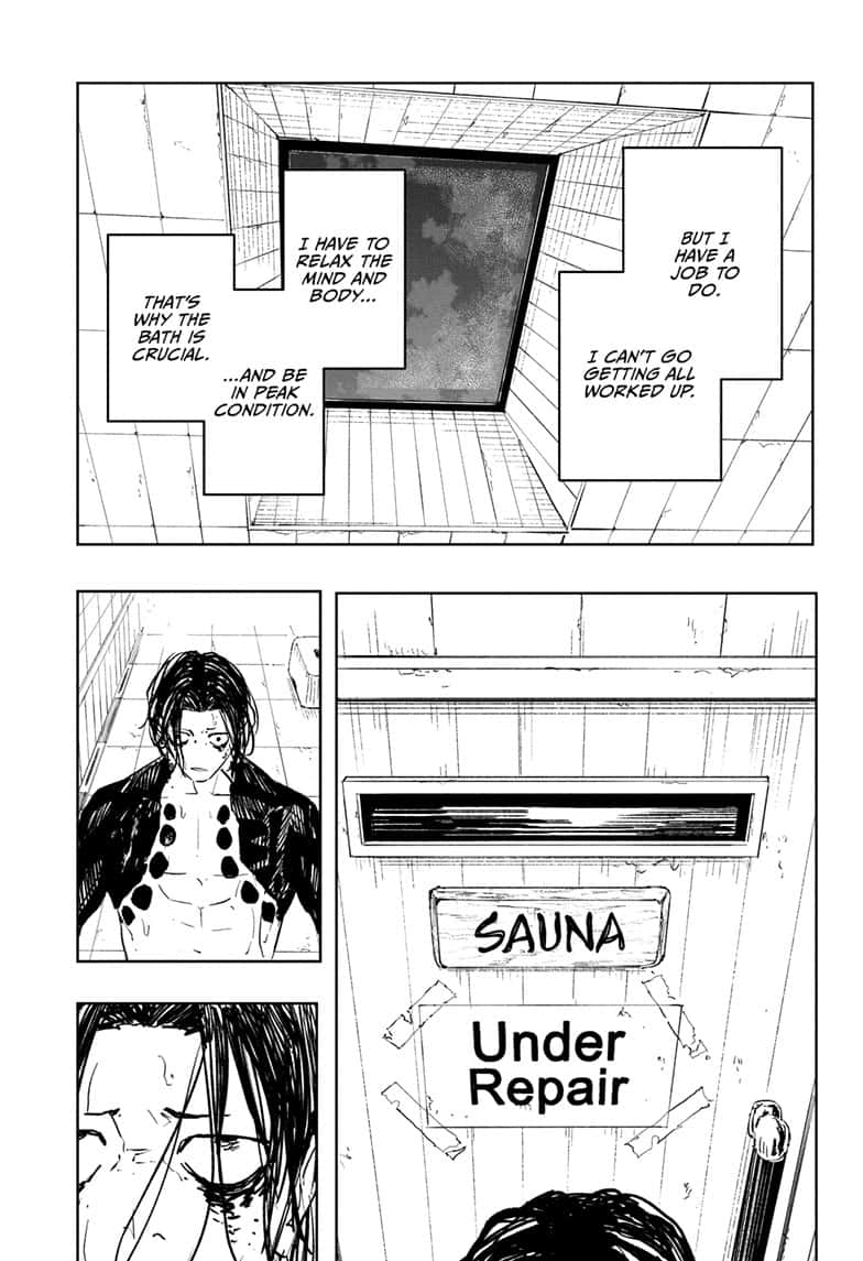 Kagurabachi Manga Chapter 58.5 page 5 - Genichi Sojo's Bathhouse Quest scene