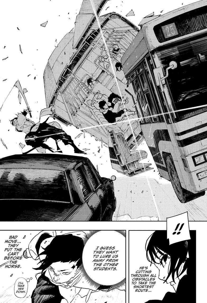 Kagurabachi Manga Chapter 63 page 14 - Car Chase scene