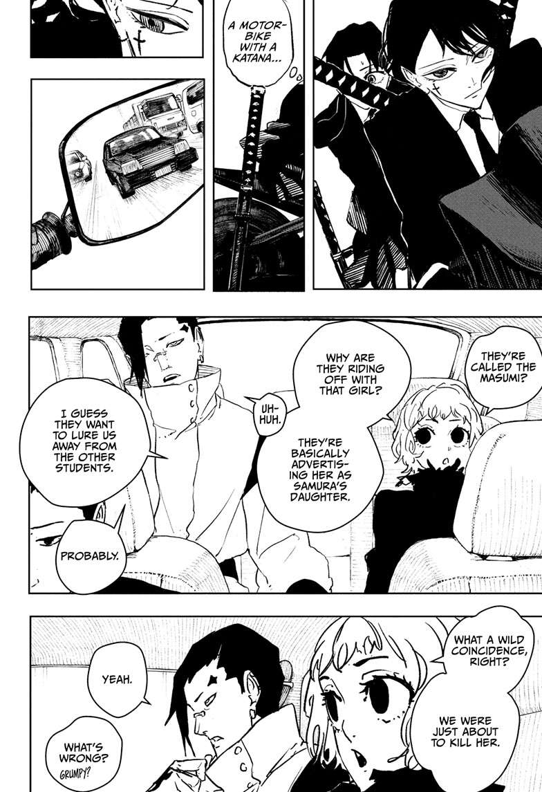 Kagurabachi Manga Chapter 63 page 9 - Car Chase scene