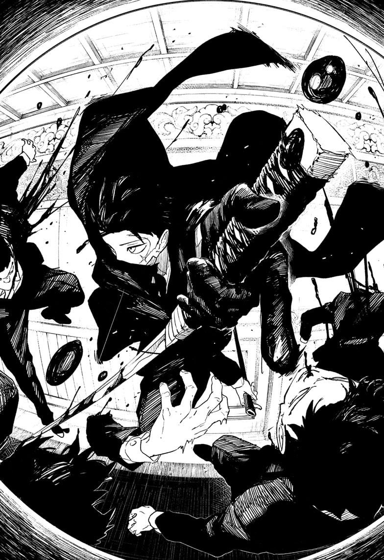 Kagurabachi Manga Chapter 67 page 14 - Kyoto Bloodshed Hotel scene