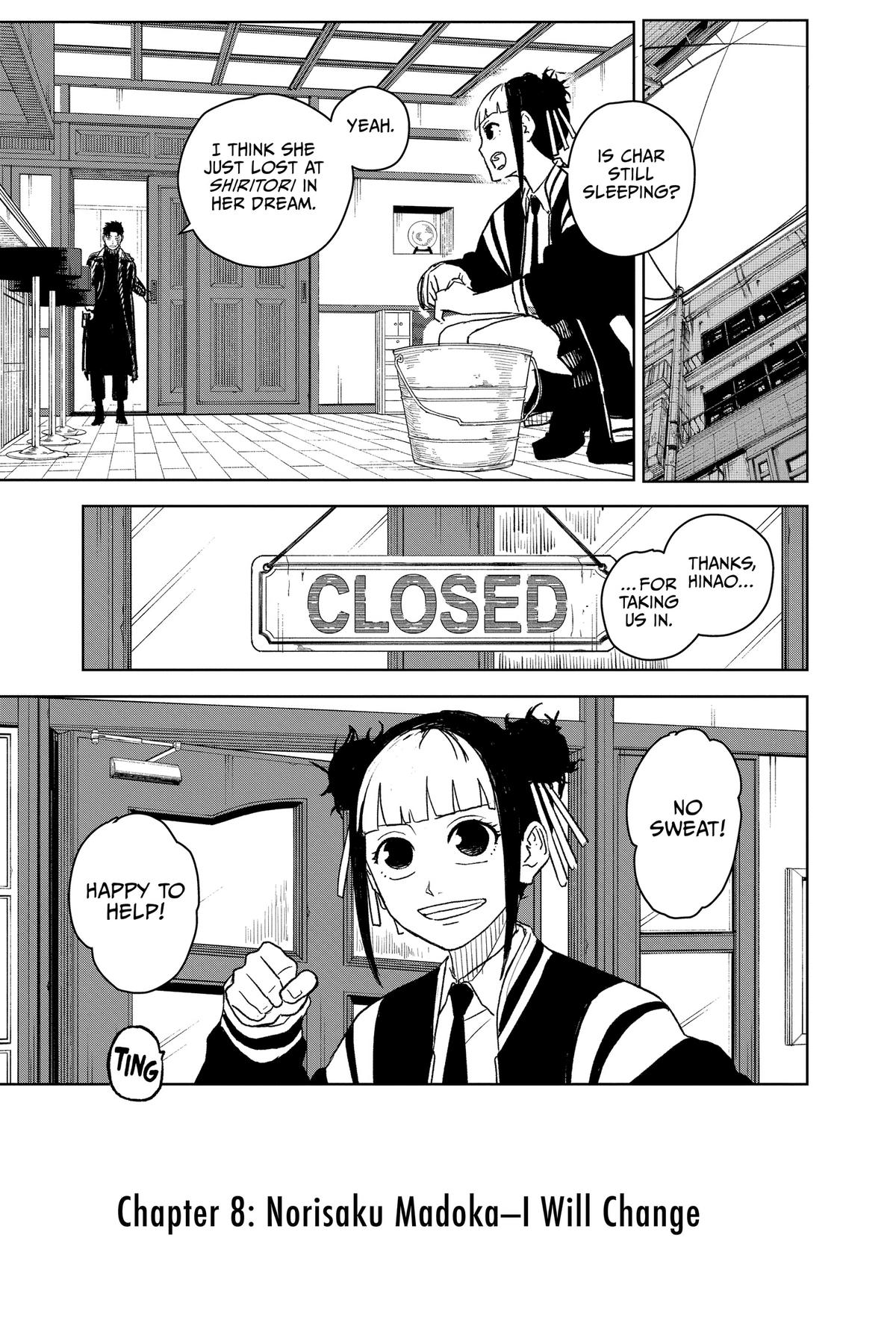 Kagurabachi Manga Chapter 8 page 3 - Norisaku Madoka: I Will Change scene