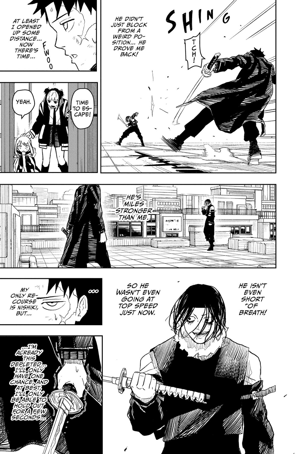 Kagurabachi Manga Chapter 9 page 16 - Enten vs. Cloud Gouger scene