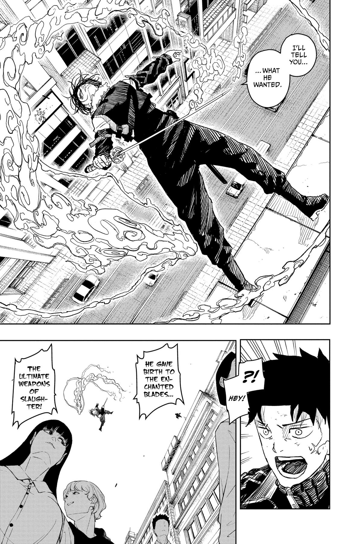 Kagurabachi Manga Chapter 9 page 20 - Enten vs. Cloud Gouger scene