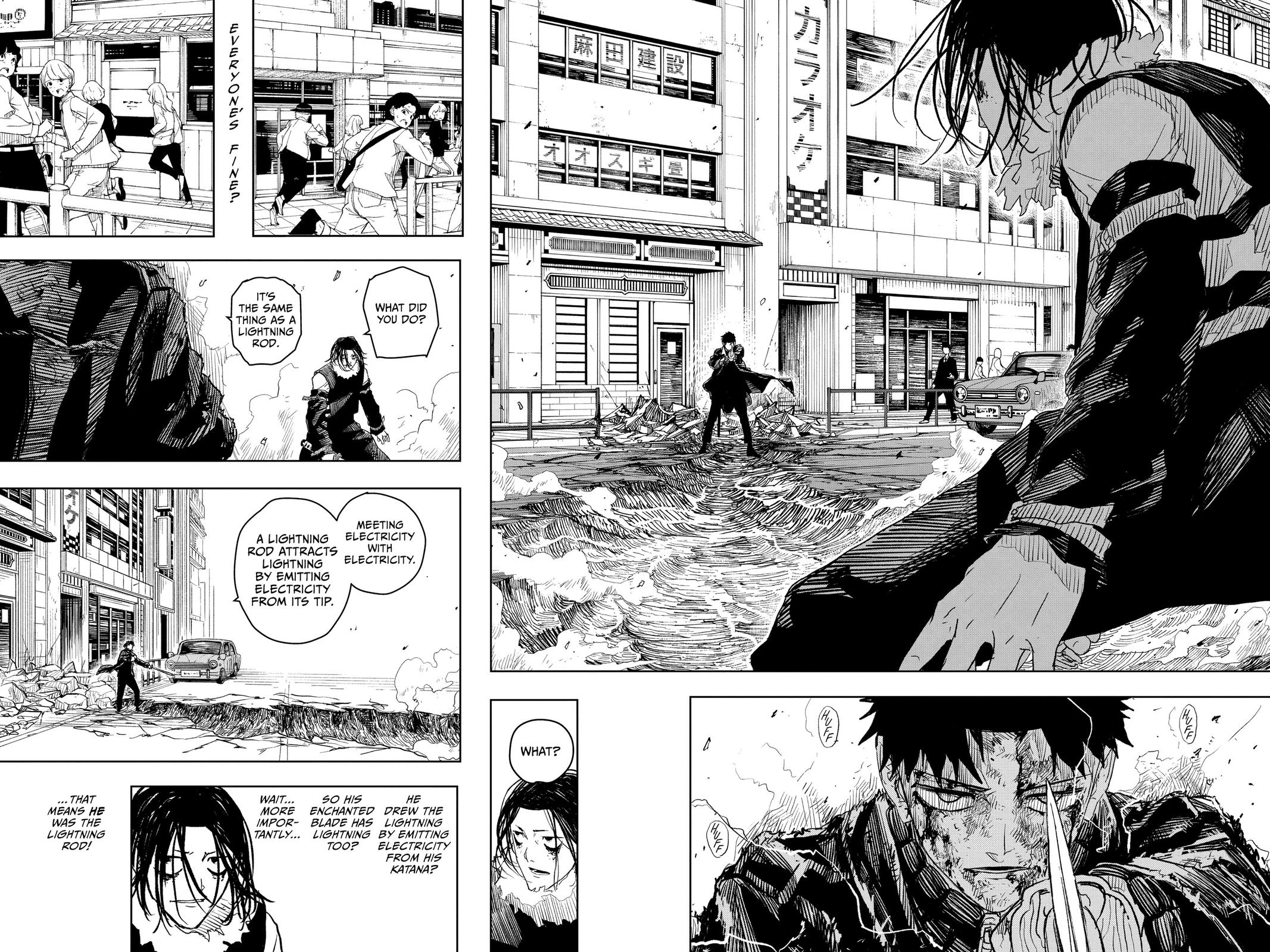 Kagurabachi Manga Chapter 9 page 23 - Enten vs. Cloud Gouger scene