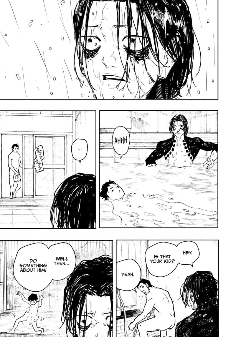 Kagurabachi Manga Chapter 92.5 page 11 - Genichi Sojo's Bathhouse Quest 2 scene