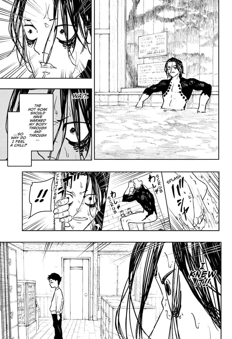 Kagurabachi Manga Chapter 92.5 page 13 - Genichi Sojo's Bathhouse Quest 2 scene